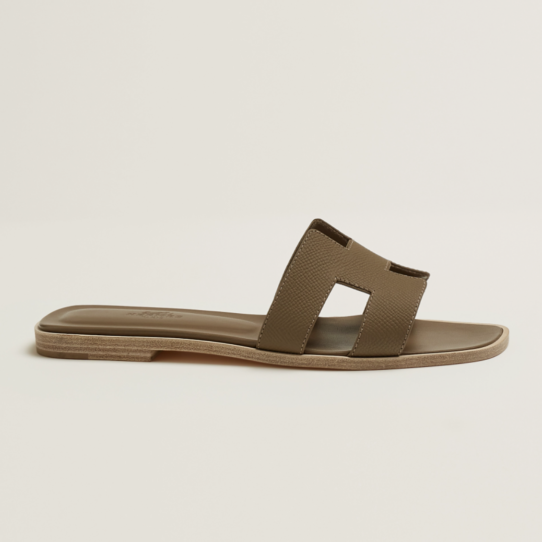 HERMES Oran Sandals Etoupe